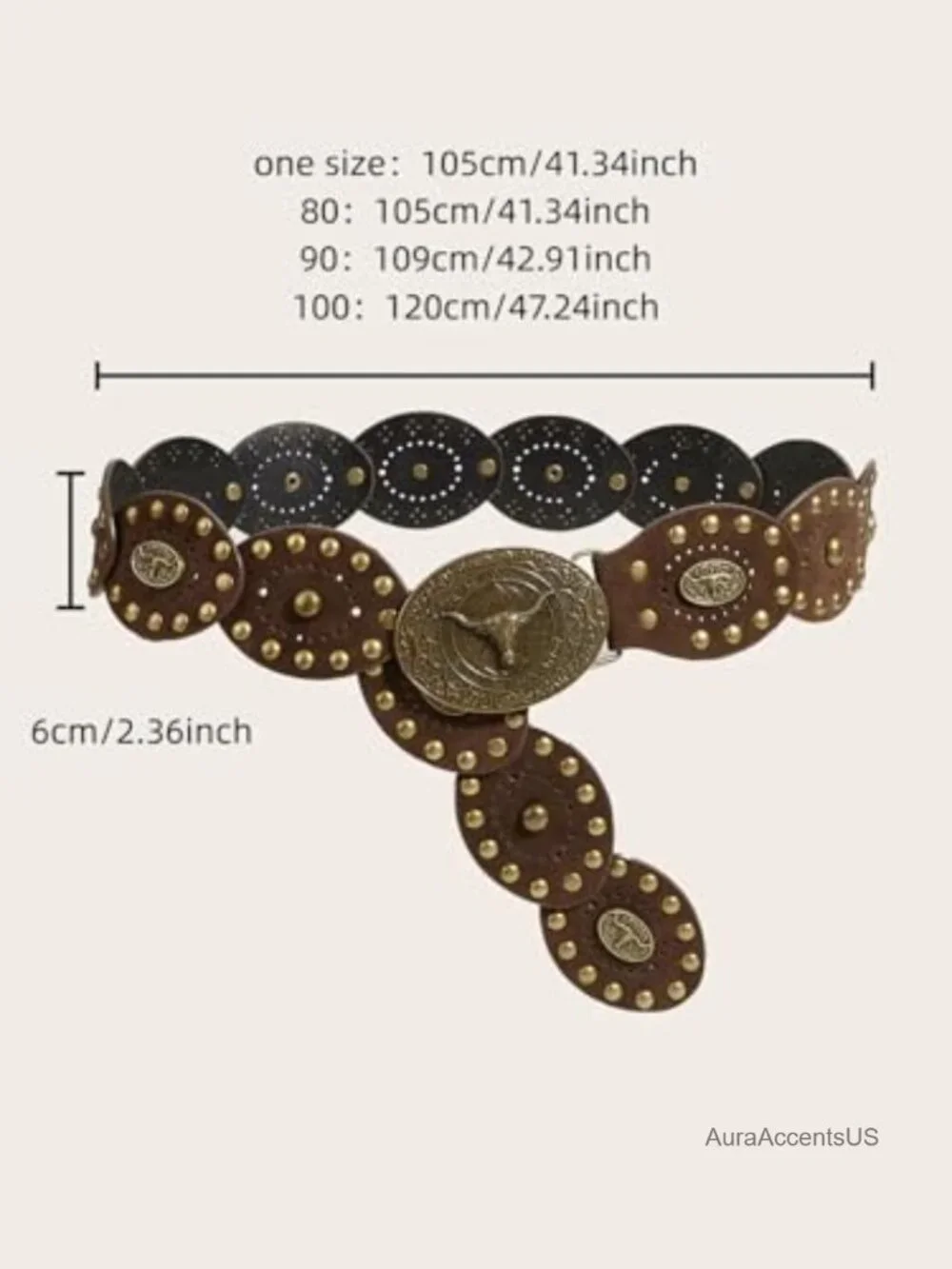 Disc PU Leather Western Cowboy Chunky Belt for Dresses Jeans
